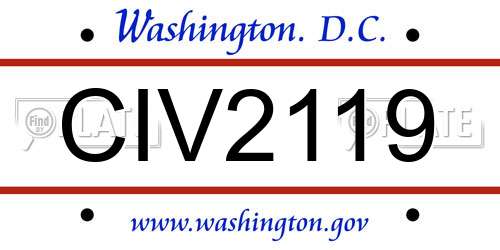 CIV2119 District Of Columbia License Plate