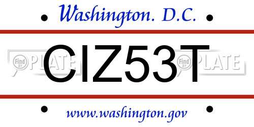 CIZ53T District Of Columbia License Plate
