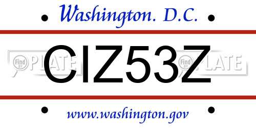 CIZ53Z District Of Columbia License Plate
