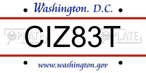 CIZ83T District Of Columbia License Plate