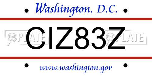 CIZ83Z District Of Columbia License Plate