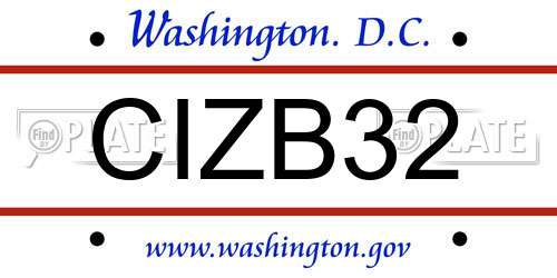 CIZB32 District Of Columbia License Plate