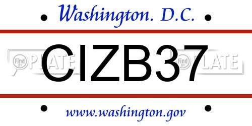 CIZB37 District Of Columbia License Plate