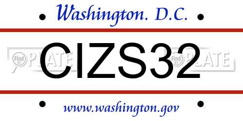 CIZS32 District Of Columbia License Plate
