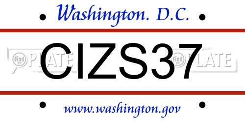 CIZS37 District Of Columbia License Plate