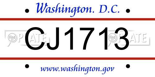 CJ1713 District Of Columbia License Plate