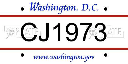 CJ1973 District Of Columbia License Plate