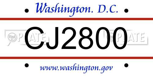 CJ2800 District Of Columbia License Plate