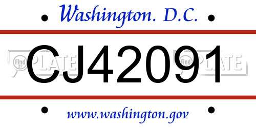 CJ42091 District Of Columbia License Plate