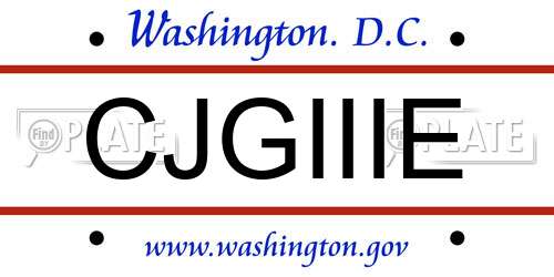CJGIIIE District Of Columbia License Plate