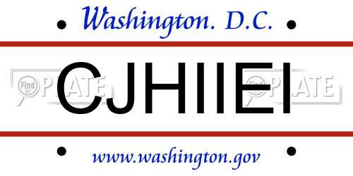 CJHIIEI District Of Columbia License Plate