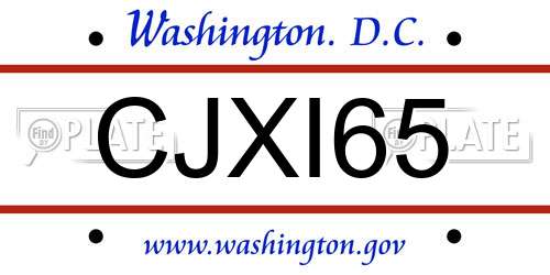 CJXI65 District Of Columbia License Plate