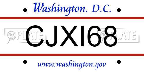 CJXI68 District Of Columbia License Plate