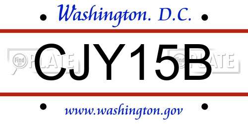 CJY15B District Of Columbia License Plate