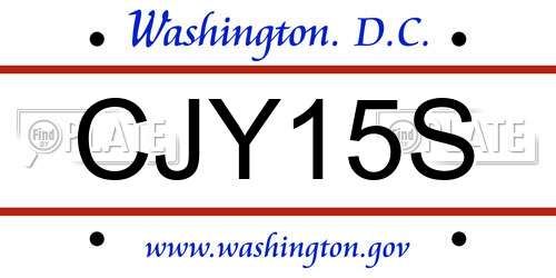 CJY15S District Of Columbia License Plate