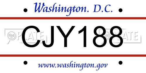 CJY188 District Of Columbia License Plate