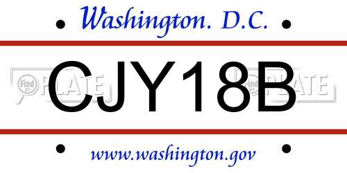 CJY18B District Of Columbia License Plate