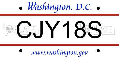 CJY18S District Of Columbia License Plate