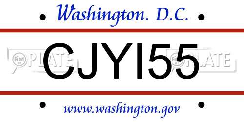 CJYI55 District Of Columbia License Plate