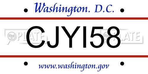 CJYI58 District Of Columbia License Plate