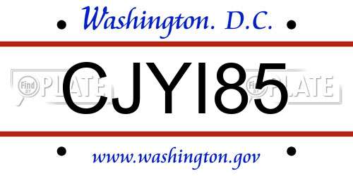 CJYI85 District Of Columbia License Plate