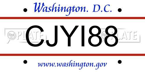 CJYI88 District Of Columbia License Plate