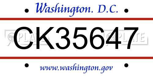 CK35647 District Of Columbia License Plate