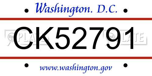 CK52791 District Of Columbia License Plate