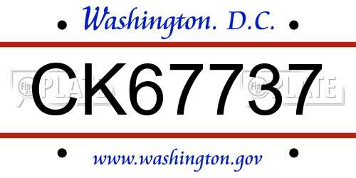 CK67737 District Of Columbia License Plate