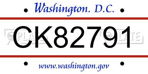 CK82791 District Of Columbia License Plate