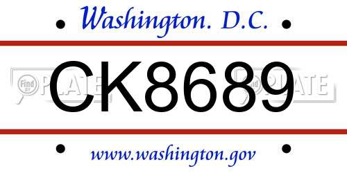CK8689 District Of Columbia License Plate