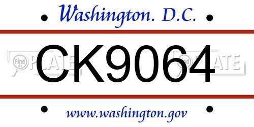 CK9064 District Of Columbia License Plate