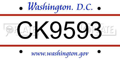 CK9593 District Of Columbia License Plate
