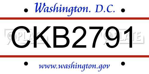 CKB2791 District Of Columbia License Plate