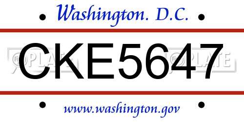 CKE5647 District Of Columbia License Plate