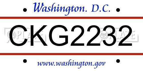 CKG2232 District Of Columbia License Plate