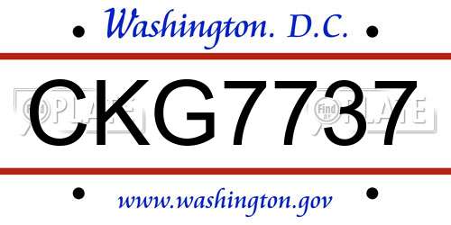 CKG7737 District Of Columbia License Plate