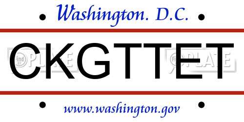 CKGTTET District Of Columbia License Plate