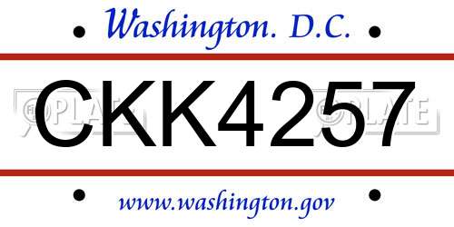 CKK4257 District Of Columbia License Plate