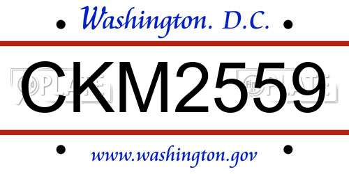 CKM2559 District Of Columbia License Plate