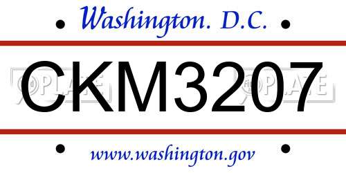 CKM3207 District Of Columbia License Plate