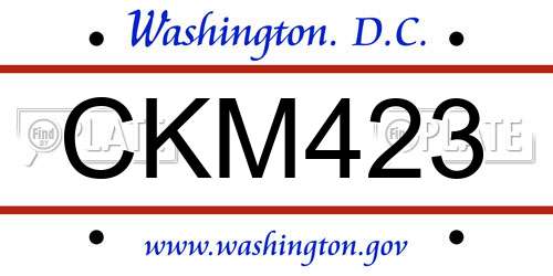 CKM423 District Of Columbia License Plate