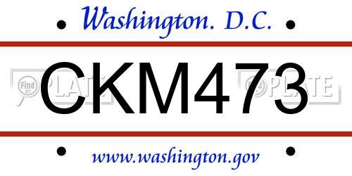 CKM473 District Of Columbia License Plate