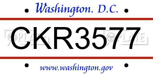 CKR3577 District Of Columbia License Plate