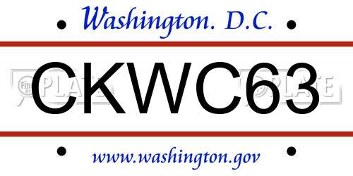 CKWC63 District Of Columbia License Plate