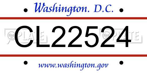 CL22524 District Of Columbia License Plate