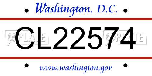 CL22574 District Of Columbia License Plate