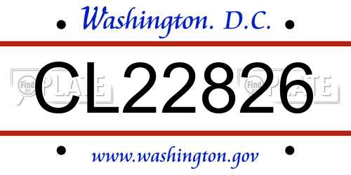 CL22826 District Of Columbia License Plate