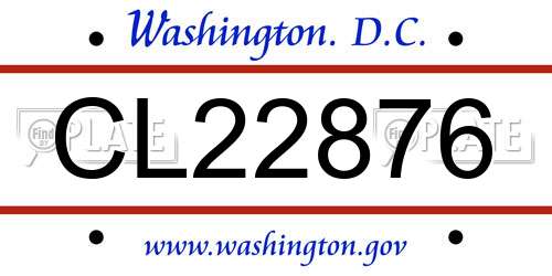 CL22876 District Of Columbia License Plate