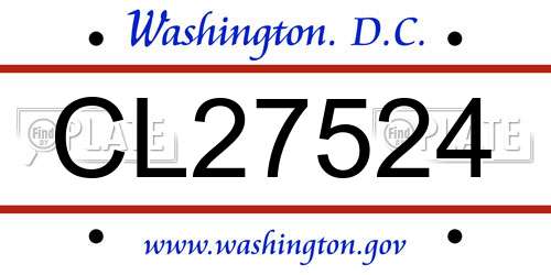 CL27524 District Of Columbia License Plate